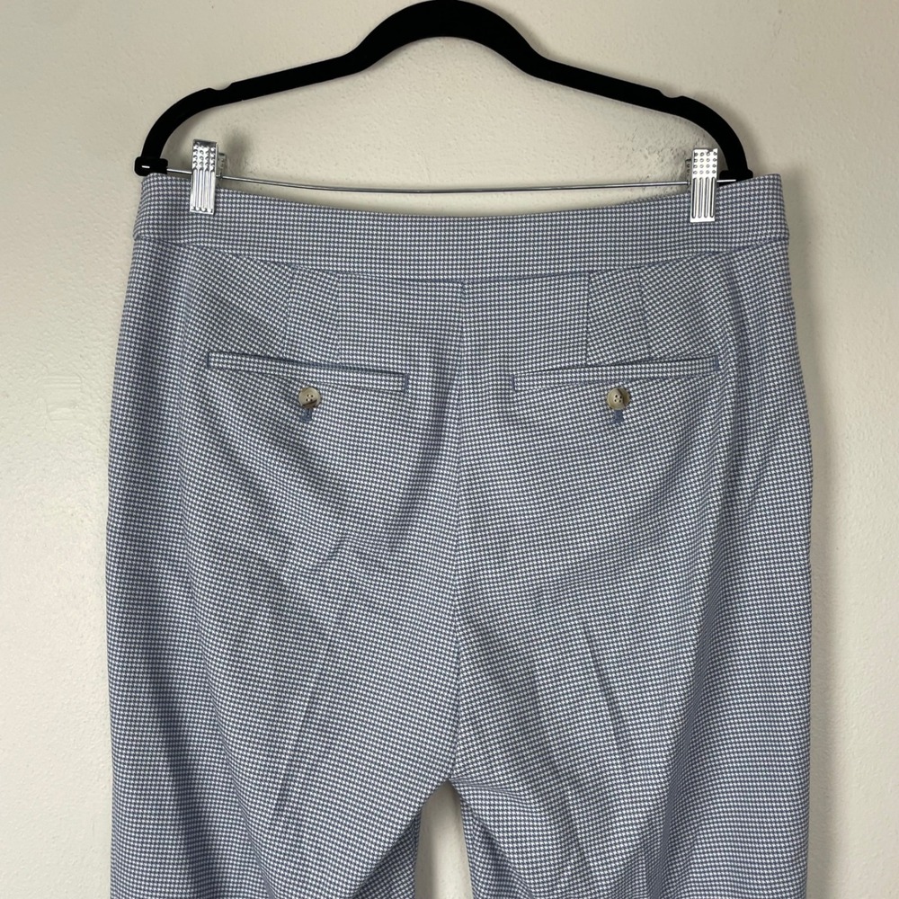 LOFT Women's Size 12 Blue White Houndstooth Career Cropped Pants - Picture 7 of 11